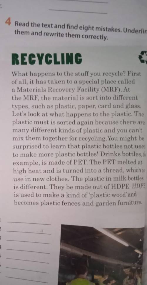 Read the text andfind eight mistakes . Underline them and rewrite them correctly