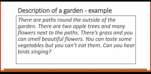 написать короткое сообщение на тему: Garden.ТАМ ЕСТЬ ПРИМЕР 