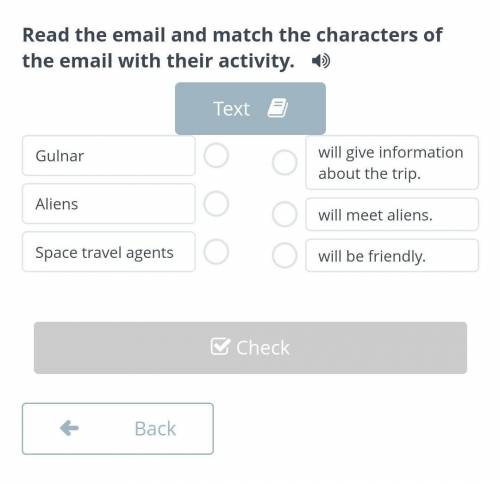 Read the email and match the characters of the email with their activity