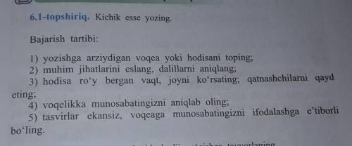 Ona tili 10- sinf. 6.1 -topshiriq. Kichik esse yozing 