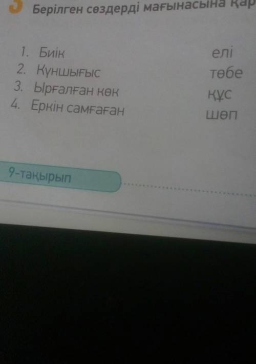 Берілген сөздерді мағанасына қарай сәйкестіндір, сөйлем қура