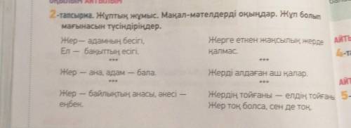 2-тапсырма. Мақал-мәтелді оқыңдар. Орыс тіліне аударыңдар.