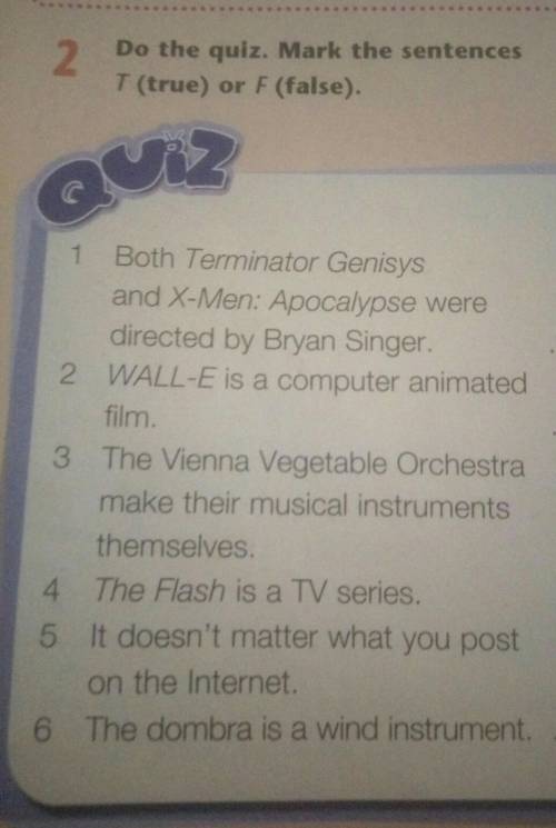 Do the quiz.Mark the sentences True of False 