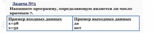 вопрос жизни и смерти Напишите программу определяющую является ли число кратным 7В python 