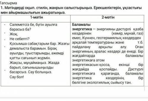 Мәтіндегі оқып стелін, жанрын салыстырыңыз.ерекшеліктерін ұқсастығы мен айырмашылығын ажыратыңыз. 