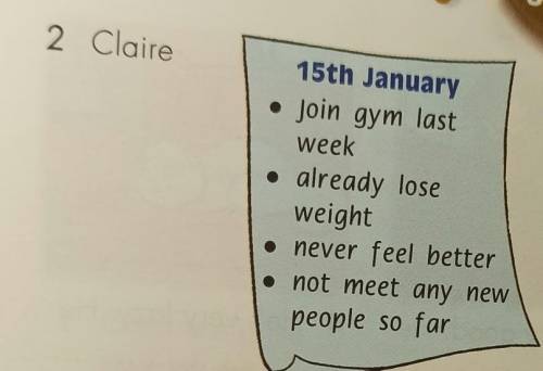 Use the notes in the diary entries below to talk about the people's recent news, as in the example.