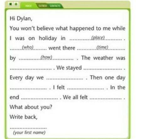 To write an email to your friend about your experience . Напиши письмо другу о своим случае жизни.