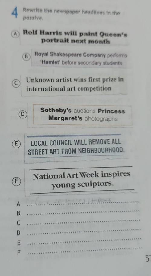 Rewrite the newspaper headlines in the passive.