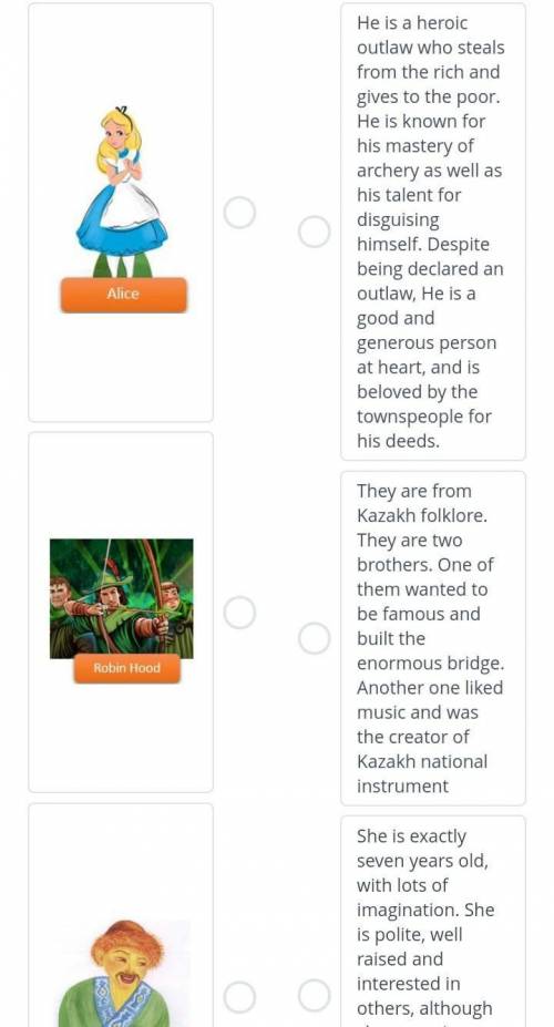 Choose the right description for the main characters
