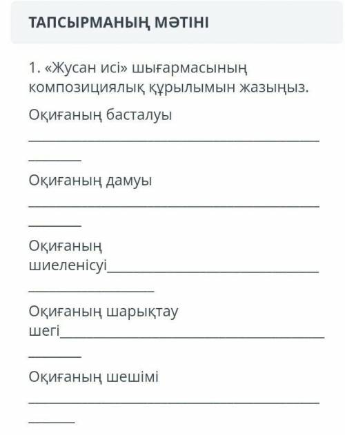 Жусан иісі шығармасының композициялық құрылымын жазыңыз 