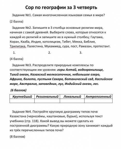 СОР ПО ГЕОГРАФИИ ЗА 1 ОТВЕТ КИНУ ЖАЛОБУ