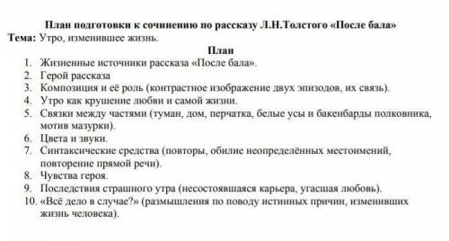 написать сочинение по этому плану