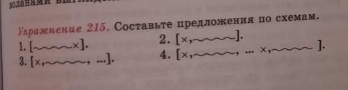 Упражнение 215. Составьте предложения по схемам.