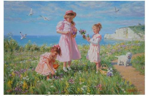 Describe a picture. “Flowers for Mom” Alexander Averin