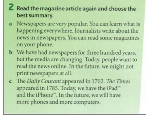 Read the magazine article again and choose the best summary ​