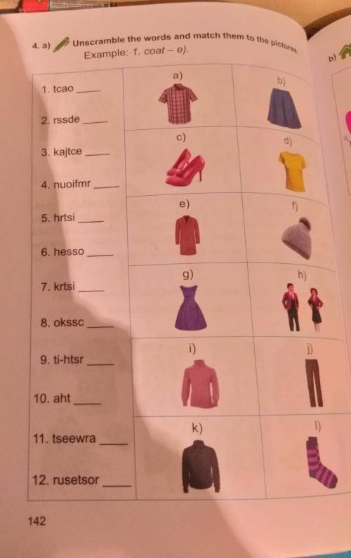 Unscramble the words and match the pictures to the words 