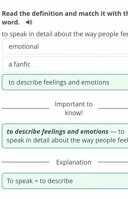 Readers are made, not born. Read the definition and match it with the word. to speak in detail about