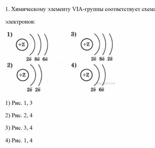 1. Химическому элементу VIA-группы соответствует схема распределения электронов: сор 