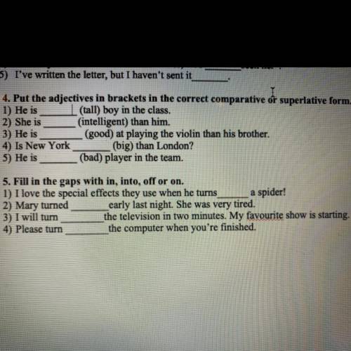 Fill in the gaps with in, into, off or on