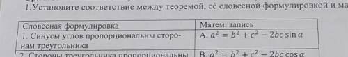 Синусы углов пропорциональны сторонам треугольника а=b+с-2bc cos a ki