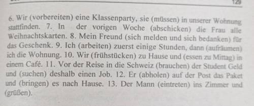 Gebrauchen Sie die in Klammern stehenden Verben im Präteritum.