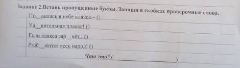 Задание 2 вставьте пропущенные буквы и запиши в скобках слова !)))