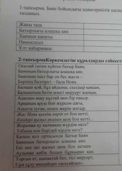Баян бойындағы адамгершілік қасиеттер туралы поэмадан дәлелдер келетіре отырып, талдаңыз 