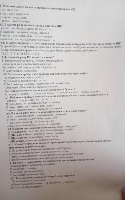 Тест по русскому , ответы полностью !