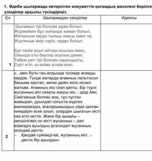 әдеби шығармада көтерілген әлеуметтік-қоғамдық мәселелерді үзінділер арқылы түсіндіріңіз көмек 