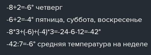 Матем задача 6 класс В течении недели температура воздуха изменялась следующим образом : в первые тр