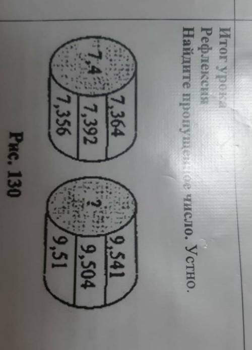 Итог урока РефлексияНайдите пропущенное число. Устно.7 7,47,3647,3927,356?9,5419,5049,51Рис. 130 