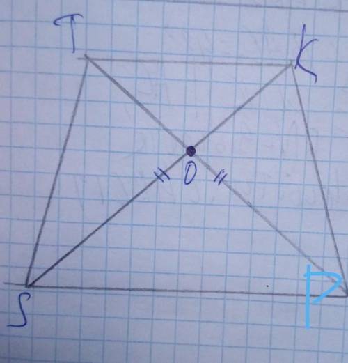 Дано ST=KP SK=TP Доказать треугольник ТОК равнобедренный