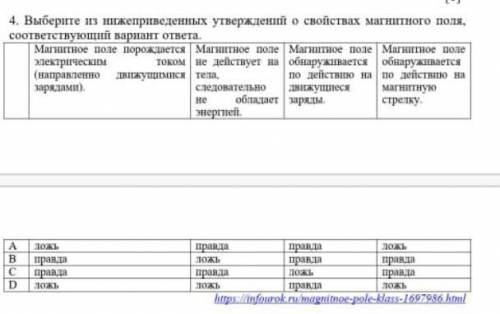выберите из нижеприведеных утверждени о свойствах магнитного поля соотвествующий вариант ответ 