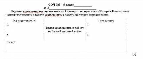 Заполните таблицу о вкладе казахстанцев в победу во второй мировой войне 