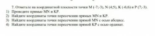 Отметьте на координатной плоскости точки M N K и P Проведите прямые MN и KP