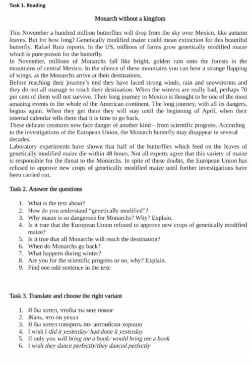 Task 1. reading monarch without a kingdom task 2. answer the questions 1. what is the text about? 2.