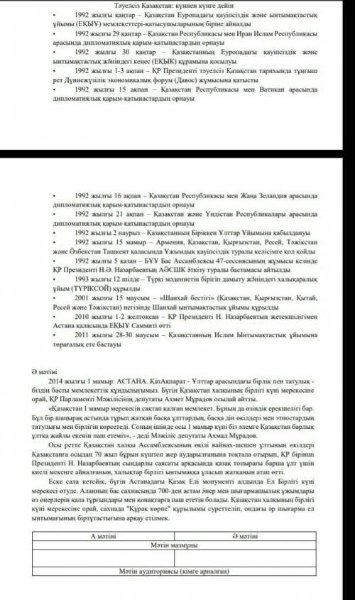 көмектесінші сонындағы кестенің жалғасы 