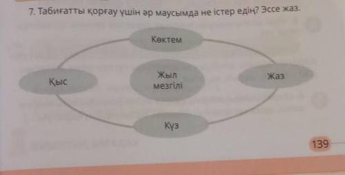 7. Табиғатты қорғау үшін әр маусымда не істер едің? Эссе жаз. КөктемҚысЖылмезгіліЖазКүз это әдебиет