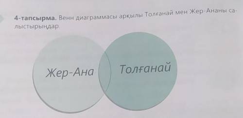 4-тапсырма. Венн диаграммасы арқылы Толғанай мен Жер-Ананы са- лыстырыңдар.1-2-ТолғанайЖер-Анама