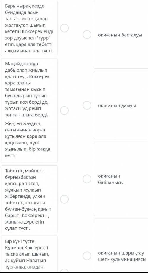 1-тапсырма. берілген үзіндіні оқып, мәтіннің композициялық қүрылымын сәйкестендіріңіздер быстре