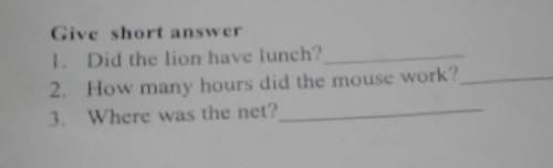 Give short answer 1. Did the lion have lunch?2. How many hours did the mouse work? 