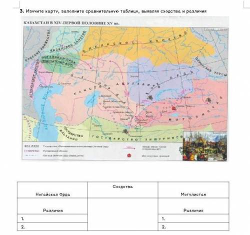 3. Изучите карту, заполните сравнительную таблицу, выявляя сходства и различия соч 