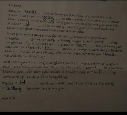 Write a reply from Jane to Amelia. In your letter​