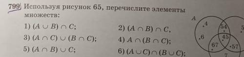 А799. Используя рисунок 65, перечислите элементыМножеств 