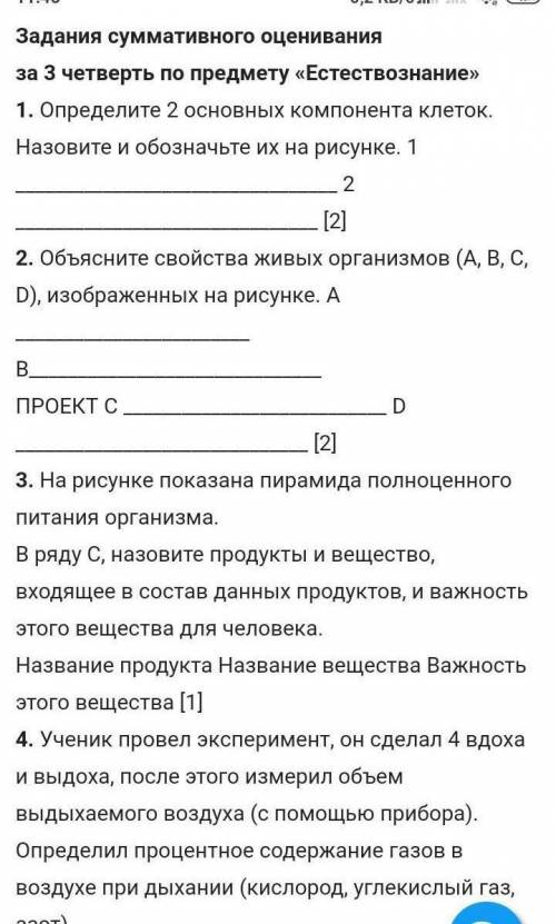 Соч за 3четверть 6 класс Естествознание