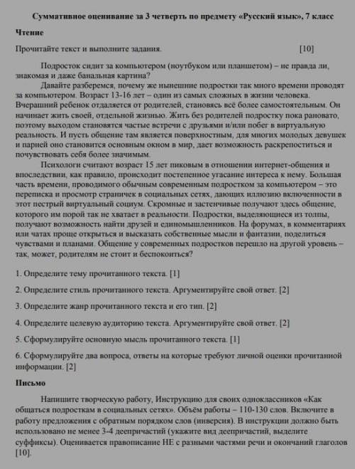 СОЧ по русскому языку 7 класс ​