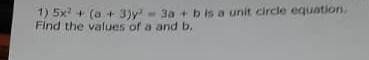 1) 5x² + (a +3) y² = 3 a 6