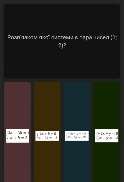розв'язком якої системи пара чисел (1;2)?