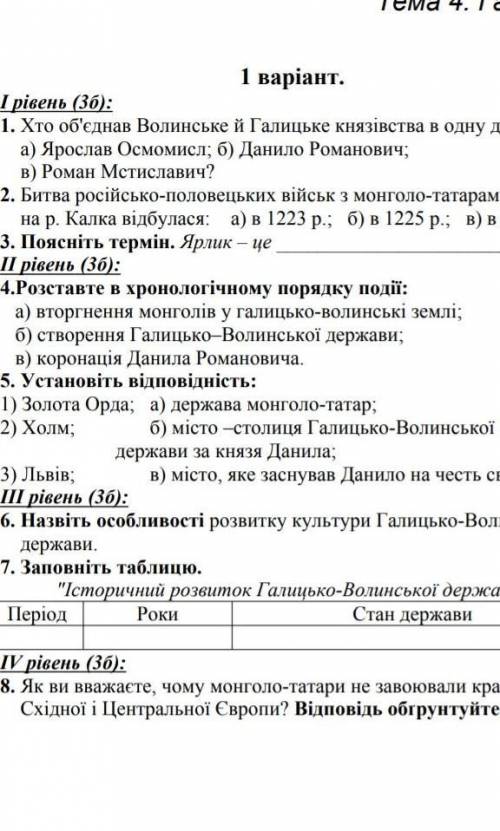 Заповнить таблицю историчний розвиток галицько волинської держави 7