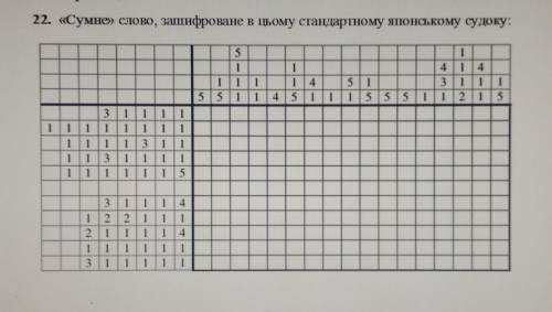 22. «Сумне» слово, зашифроване в цьому стандартному японському судоку 